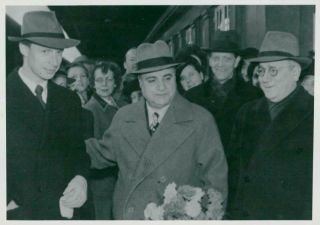Vintage Photograph Of Italian Opera Singer Beniamino Gigli Arrives In Denmark Du