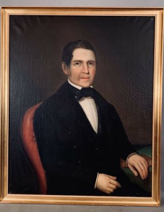 Ca.  1850 Antique 19thc Victorian Distinguished Gentleman Portrait Old Painting
