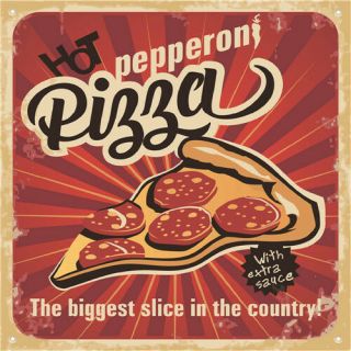 Metal Tin Sign Pepperoni Pizza Bar Pub Vintage Retro Poster 30 30 Cm