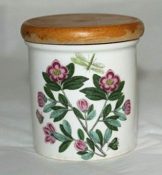 Vintage Portmeirion Botanic Garden Rhododendron Spice Jar 3 " Wood Lid England