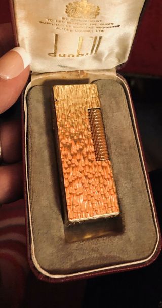 Rare Vintage Dunhill Rollagas Gold Bark Lighter