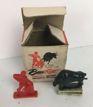 Magnetic Bull Fighting Vintage Toy In Open Box