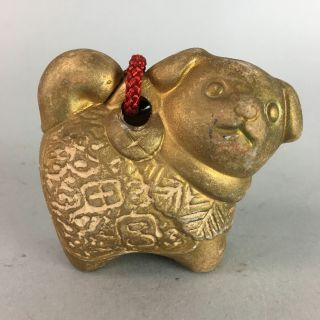 Japanese Clay Bell Dorei Ceramic Zodiac Dog Lucky Charm Pottery Dr214