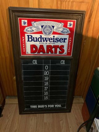 Vintage Budweiser Pub Master Dart Board Sign Cricket Darts Scoreboard Bar Score