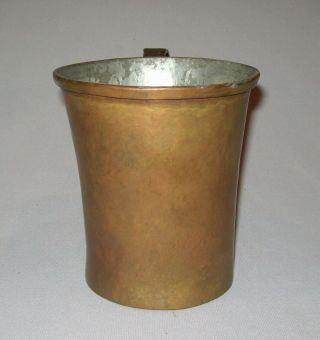 Antique Vtg Late 18th Early 19th C 1800 ' s Handled Copper Mug or Can Keyed Seam 2