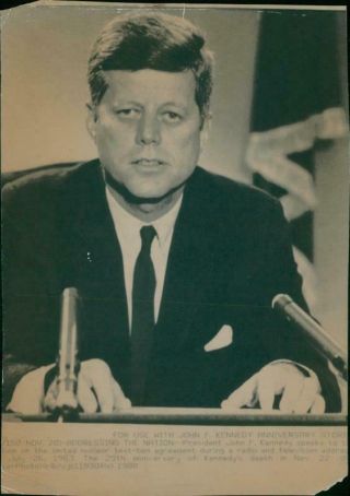 Vintage Photograph Of President John F.  Kennedy Speaking To The Nation