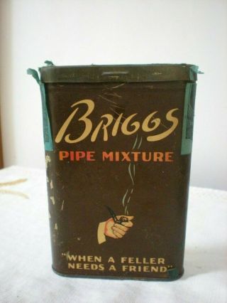 Vintage Briggs Pipe Mixture Smoking Tobacco Pocket Tin / Can With Tax Stamp