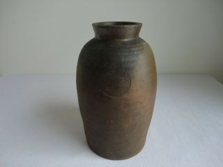 Rare Antique Stoneware Preserve Jar Crock Incised - E.  W.  Mort - Alum Wells,  Va.