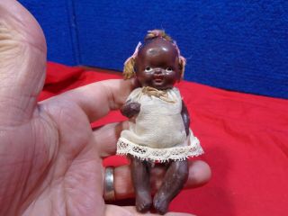 Vintage Black Americana Baby Doll Jointed Miniature Bisque Doll 1