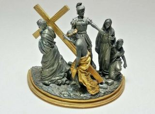 The Stations Of The Cross Franklin Pewter 5th Simon Of Cyrene Helps Jesus