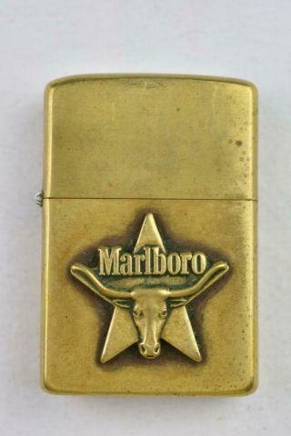 Vintage 1979 Marlboro Zippo Brass Star Longhorn Steer