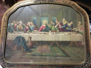 Vintage Last Supper Print By Brunozetti In Antique Art Deco Frame