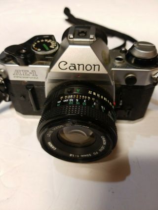 Canon Ae - 1 Program 35mm Slr Film Camera With 50 Mm Lens Vtg Made In Japan