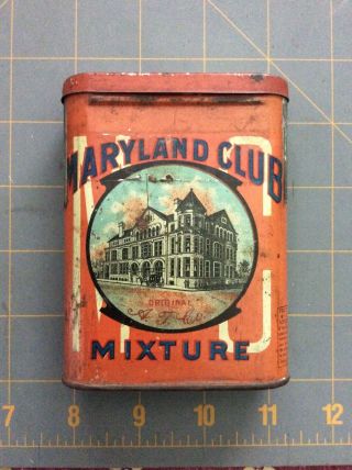 Vintage Maryland Club Mixture Pocket Tobacco Tin Marburg Bros Rare Take A Look 2
