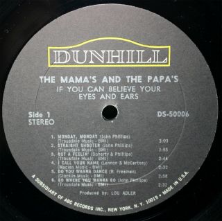 MAMA ' S & THE PAPA ' S If You Can Believe Your Eyes And Ears VINYL LP 1967 shrink 2