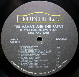 MAMA ' S & THE PAPA ' S If You Can Believe Your Eyes And Ears VINYL LP 1967 shrink 3