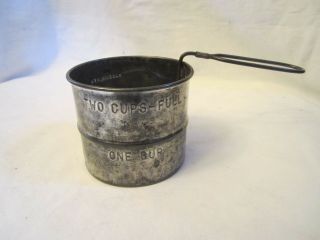 Vintage Kitchenware Utensils 2 Cup 1 Cup Metal Hand Sifter Country Primitive