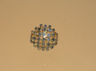 Vintage Antique 14k Yellow Gold Dome Cocktail Ring W/ Blue Sapphires 6.  6 Grams