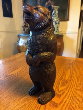 Antique Large German Wood Carved Black Forest Bear Statue Figurine