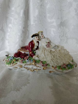 RARE Vintage Luigi Fabris Porcelain Lace Couple Figurine FANTASTIC 2