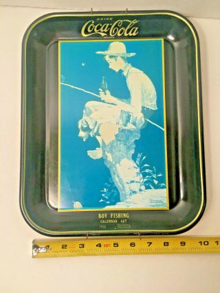 Vtg.  Coca Cola Norman Rockwell " Out Fishin 
