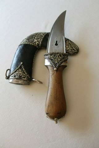 Vintage Koumaya Jambiya Handmade Arabic Dagger Sword Dagger Yemen Silver Knife