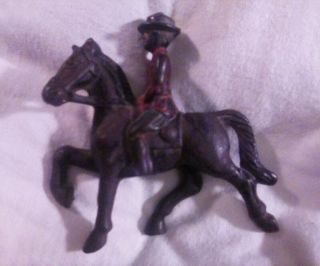 Antique Cast Iron Toy Canadian Mountie On Horse