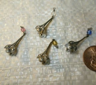 4 Gorgeous Vintage Art Deco Deco Jewelry Clamps To Hold Stone For Pendant