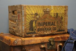 Vintage Antique Wooden Imperial Beverage Co Wooden Crate Box Beer Crate Soda Old
