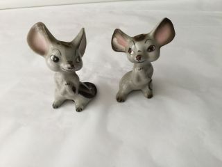 Vintage Japan Porcelain Mouse Salt And Pepper Big Ears