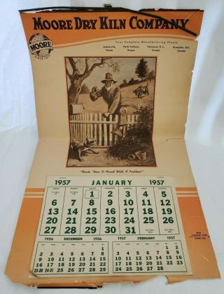 1957 Moore Dry Kiln Company Black Americana Calendar Store Advertising Vintage