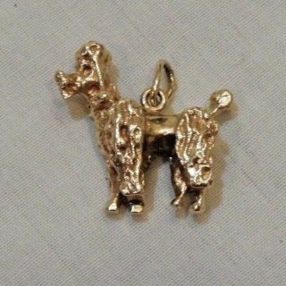 Vintage Solid 14k Yellow Gold Poodle Dog Charm