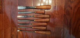 Seven Vintage Buck Bros Carving Gouges From Pattern Makers Tool Chest