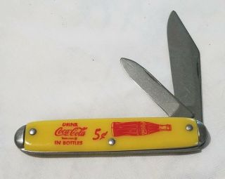 Vintage Coca Cola 2 Blade Folding Pocket Knife Made In Usa