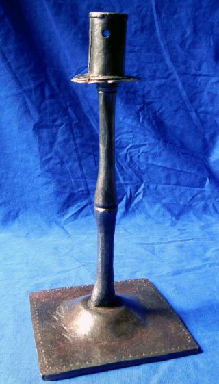 17th Century French Decorated Wrought Iron Socket Candlestick Circa 1625