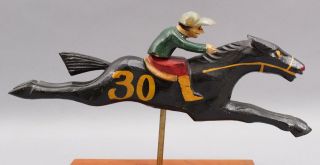Antique Folk Art Carved & Painted Wood,  1930s Carnival Racehorse Midway Game,  Nr