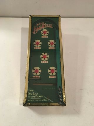 Vintage Midget Bagatelle Pinball Game - 5 Steel Balls - Made In The Usa
