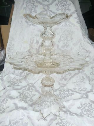 17.  5 " Rare 19th Century Antique Anglo - Irish Crystal Compote / Epergne / Tort P