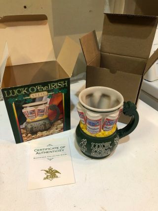 BUDWEISER LUCK OF THE IRISH COLLECTOR BEER STEIN MUG In The Box 2