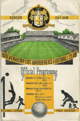 Vintage Football Programme Wolves Wolverhampton Wanderers V Everton Fa Cup 1948