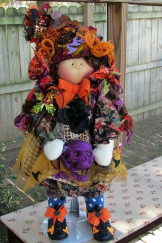 Halloween Witch Doll Little Souls Dolls Gretchen Wilson 1997 Vintage Cloth Doll