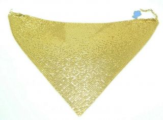 Whiting And Davis Gold Metal Mesh Handkerchief Bib Necklace With Tag Nos Vintage