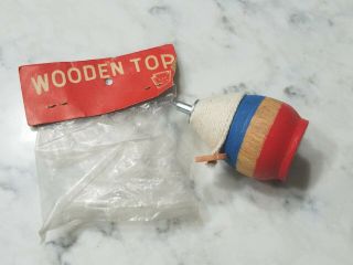 Vintage 1950s Wooden Spinning Top Philadelphia Pa Toys Made Japan
