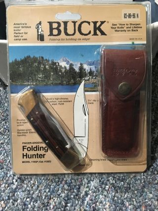Buck Knife 110 Finger Groove Old Stock In Clamshell Vintage 1996