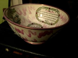 Sunderland Pink Lustre Ware 8.  25x4 " Sailors Rare Pedestal Bowl Early 19thc