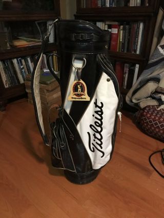 VINTAGE Titleist Black & White Leather Golf Bag 2