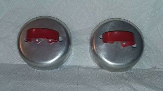 2 Vintage Aluminum Round Donuts,  Biscuits,  Or Cookie Cutters With Red Handle