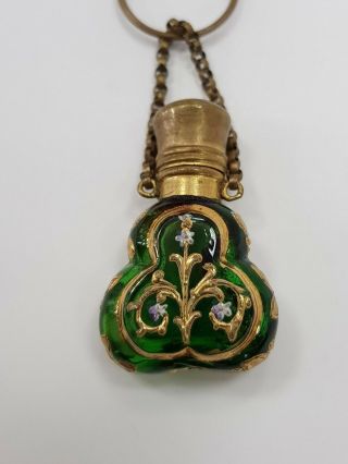 Rrr Very Rare French Austrian Russian Perfume Bottle With Gilt And Enamel 19th C