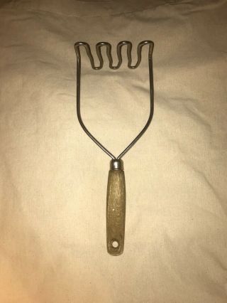 Vintage POTATO MASHER with WOODEN Handle - STURDY & WELL MADE 2