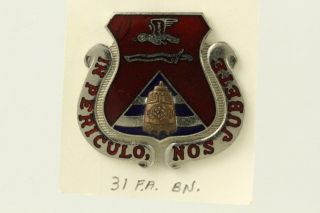 Vintage Us Military Insignia Pin Dui Crest Badge 31st Field Artillery Regiment